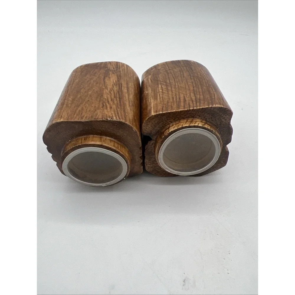 Vintage Hand Carved Wood Aztec Tiki Design Salt and Pepper Shakers‎